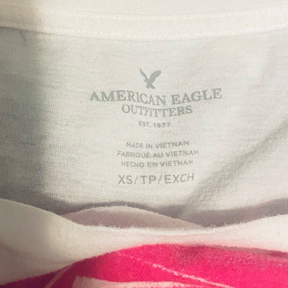 American Eagle White Tank Top with Pink and Blue - Picture 4 of 4